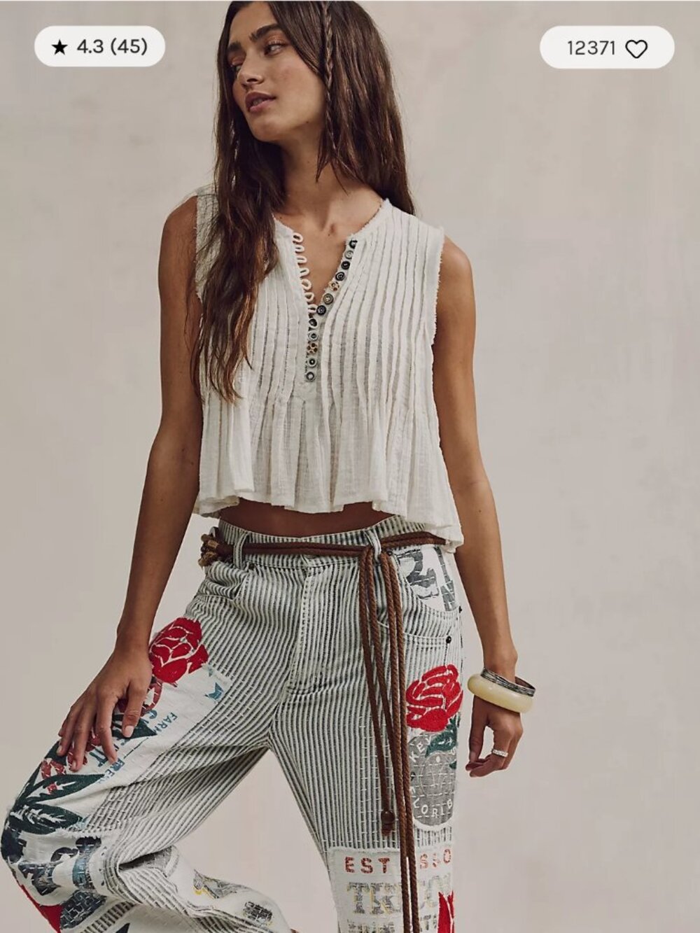 Free People One Parker Tank, Size Small